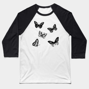 Black Butterflies Baseball T-Shirt